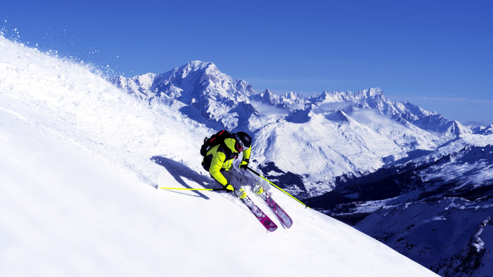 Descent with views of Mont Blanc in the background