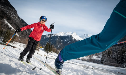 Ski de fond en famille avec vue sur le Grand Bec