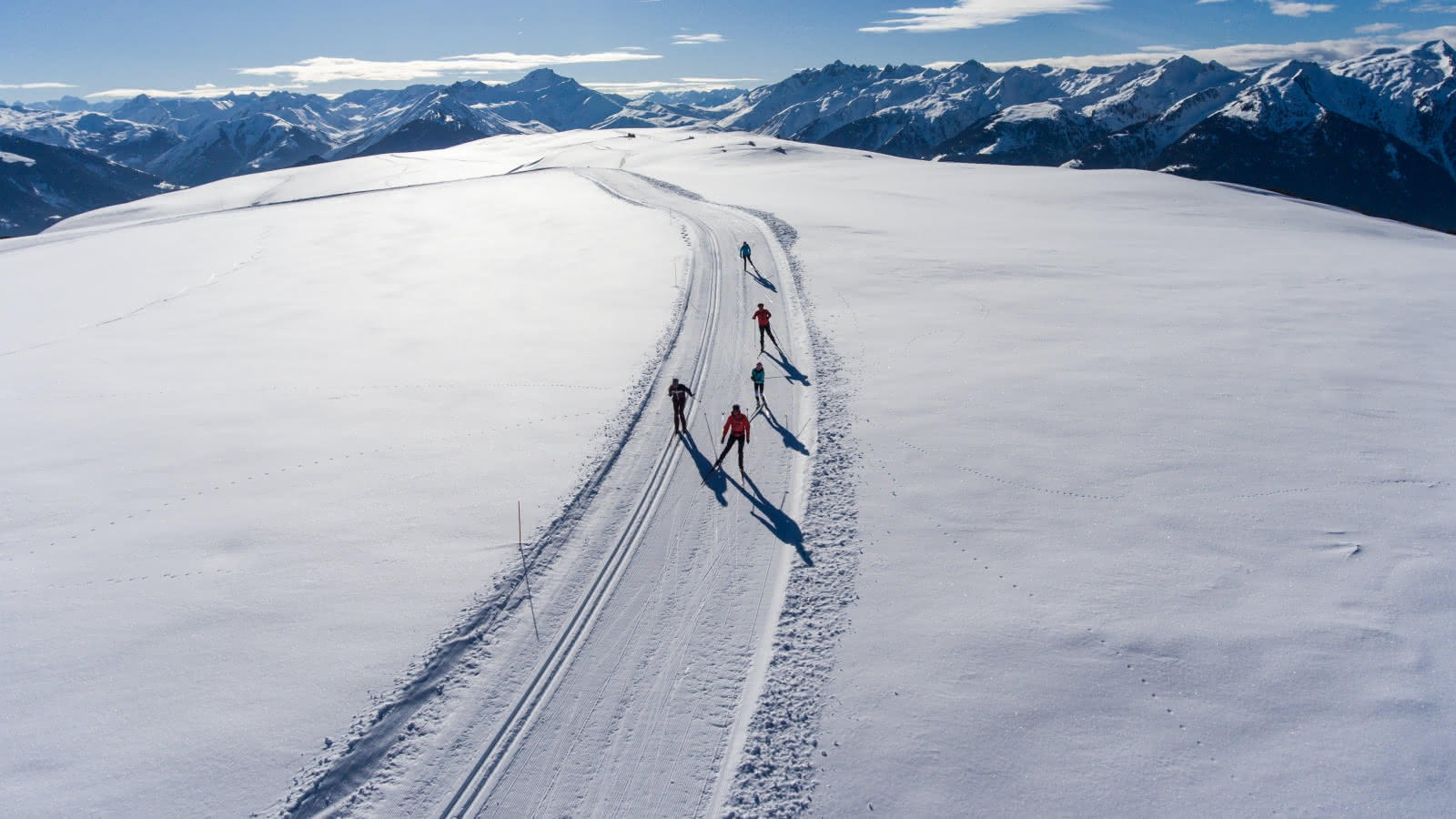 Fondeurs sur la piste de ski de fond du Carolet