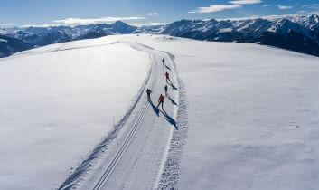 Fondeurs sur la piste de ski de fond du Carolet