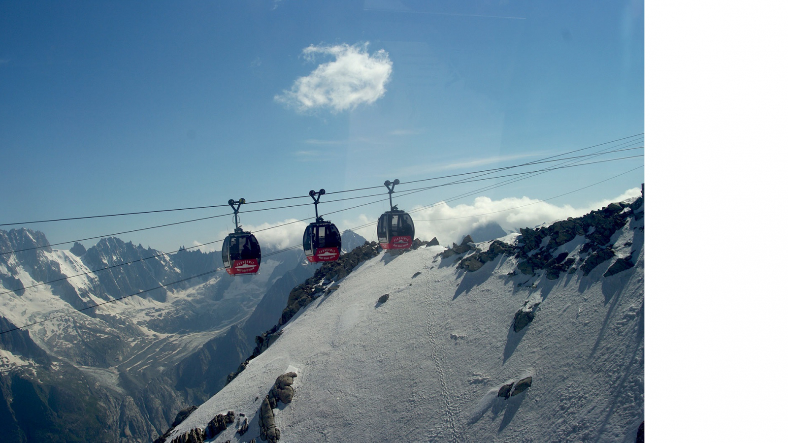 Départ du Panoramique Mont Blanc depuis l'Aiguille du Midi