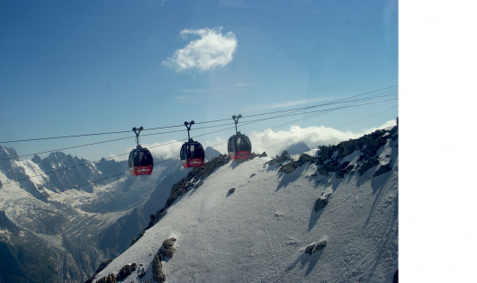 Départ du Panoramique Mont Blanc depuis l'Aiguille du Midi