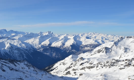 Vue du sommet du domaine skiable d'Orelle Val Thorens les 3 Vallées